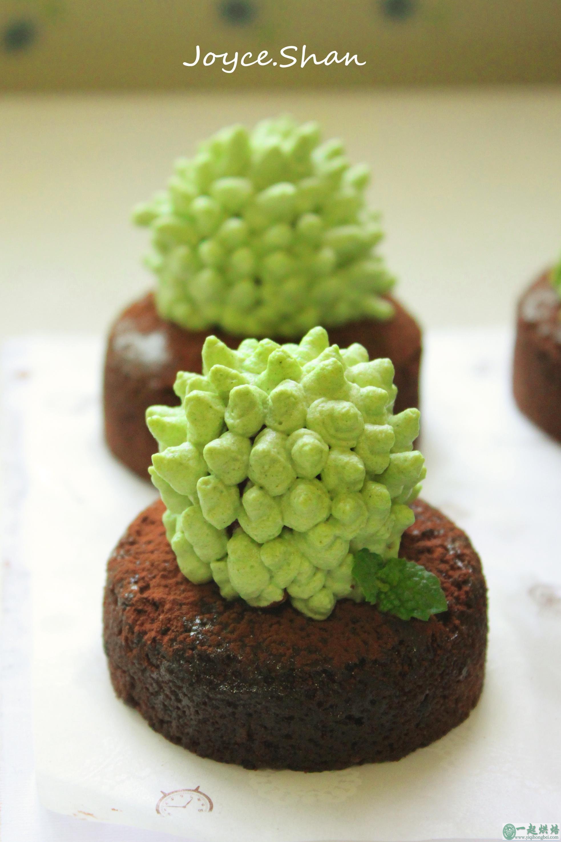 多肉植物仙人球杯子蛋糕（抹茶草莓可可cupcake）的做法 步骤12